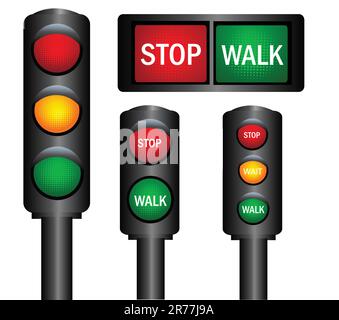 Various traffic lights from different countries vector Stock Vector