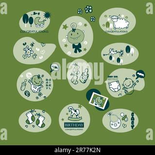 Baby girl elements set Stock Vector