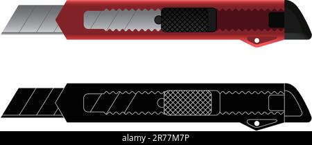 Layered vector illustration of a paper knife. Stock Vector