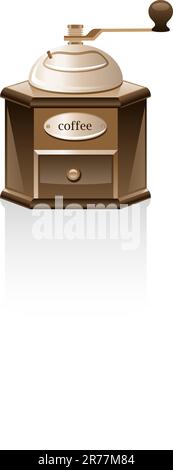 Coffee grinder isolated on white background. Stock Vector