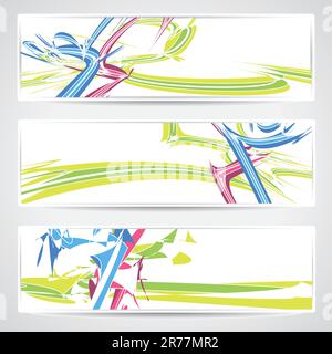 Fun banner set with messy colorful design - vector Stock Vector