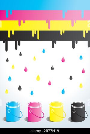 Four cans of paint in four colors Stock Vector