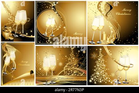 Merry Christmas background collections gold and blue Stock Vector Image ...