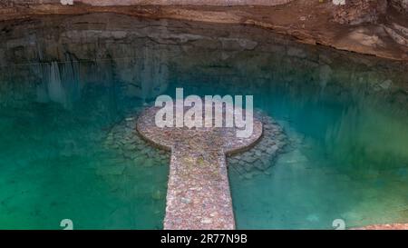 View of the wonderful cenote Suytun one of the most famous cenote of Mexico, situated in Yucatan, near Valladolid Stock Photo