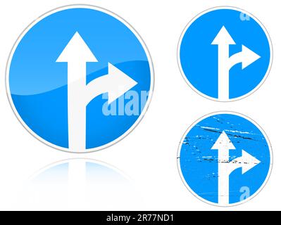 Set of variants a Straight ahead road sign isolated on white background ...