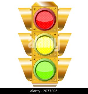 cross road traffic lights over white background, abstract vector art illustration Stock Vector