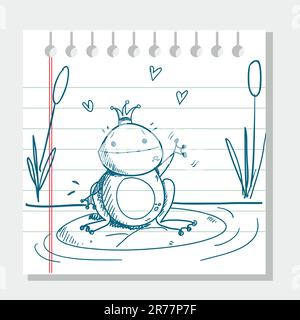 sketched frog prince, vector illustration Stock Vector