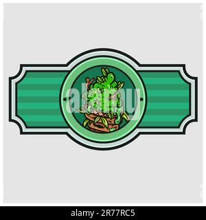 Cartoon Mascot of Weed Bud Ice Cream with Sign Logo. Vector and Illustration. Stock Vector