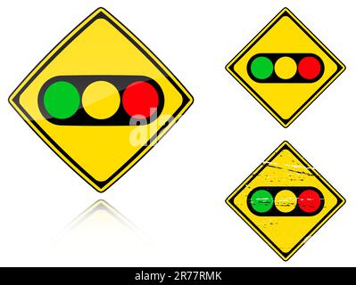 Set of variants a Traffic lights - road sign isolated on white background. Group of as fish-eye, simple and grunge icons for your design. Vector il... Stock Vector