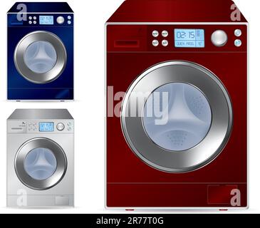 Fully automatic front loading washing machine - vector illustration Stock Vector