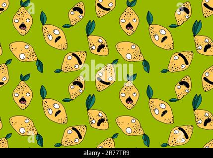 Summer cartoon fruit seamless monster lemon pattern for wrapping paper ...