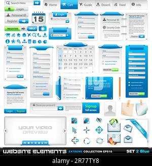 Web design elements extreme collection 2 - Many different form styles, frames, bars, icons, banners, login forms, buttons and so on! Stock Vector