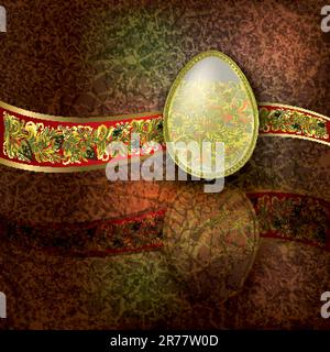 abstract illustration with easter egg and red ribbon Stock Vector