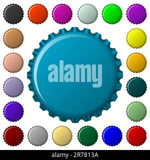 bottle caps in colors collection, abstract vector art illustration Stock Vector