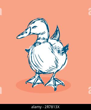 duck vector Isolated on background Tattoo retro style Stock Vector