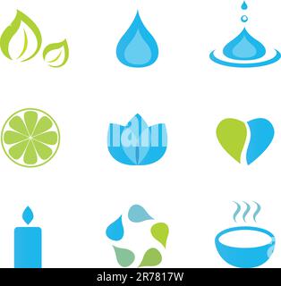 Vector icon collection of water and nature icons. Stock Vector