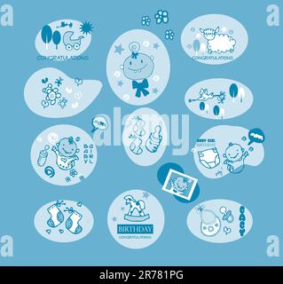 Baby girl elements set Stock Vector