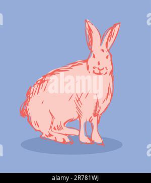 Rabbit vector fake retro tattoo style Stock Vector