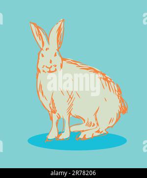 Rabbit vector fake retro tattoo style Stock Vector