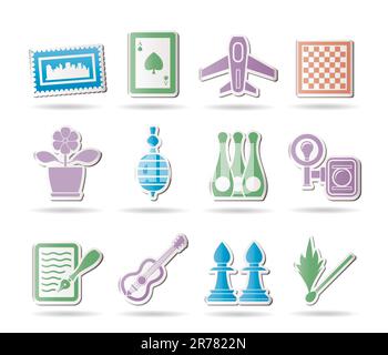 Hobby, Leisure and Holiday objects - Vector Illustration Stock Vector
