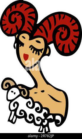 Zodiac signs, icons - taurus, Beauty Woman with cow, bull symbol Stock ...