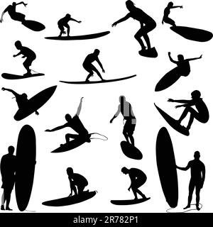 Man surfing silhouette clipart vector Stock Vector Image & Art - Alamy