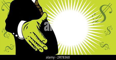 Closeup of business man shaking hands over a deal Stock Vector
