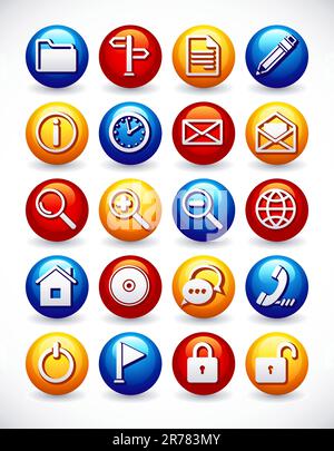 Vector illustration -  Glossy web icon set Stock Vector