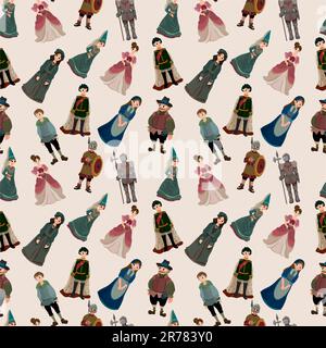 seamless Medieval people pattern Stock Vector