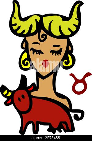 Zodiac signs, icons - aries, Beauty Woman with Ram, sheep symbol Stock ...