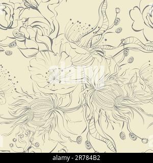 seamless wallpaper with original flowers Stock Vector