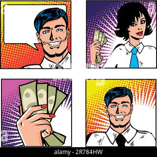 Pop Art Business collection Stock Vector