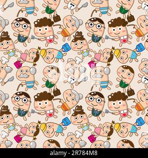 seamless family pattern Stock Vector