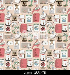 seamless home appliances pattern Stock Vector