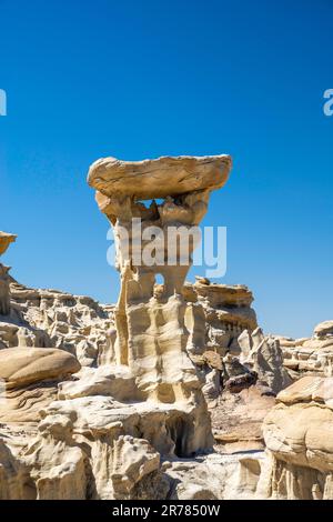 The Alien Throne. Otherworldly hoo doos in remote, rural New Mexico, USA. Stock Photo