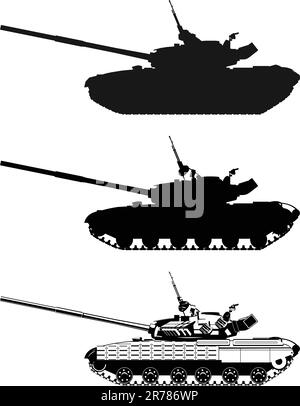 Vector color illustration of  modern heavy tank. Stock Vector