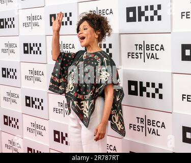 New York, USA. 13th June, 2023. American actress, choreographer, dancer, and activist Rosie Perez arrives at the BMCC Theater to moderate the Storytellers: Lin-Manuel Miranda event at the 2023 Tribeca Film Festival. Credit: Enrique Shore/Alamy Live News Stock Photo