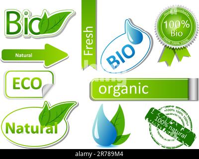Vector set with different bio sticker patterns Stock Vector