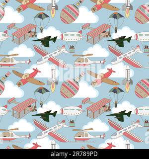 seamless airplane pattern Stock Vector