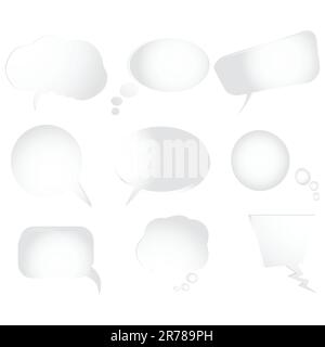 Collection of stylized text bubbles, vector isolated objects on white, abstract art illustration Stock Vector