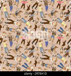 seamless west cowboy pattern Stock Vector