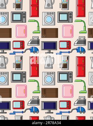 seamless home appliances pattern Stock Vector
