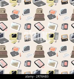 Computer monitor seamless pattern background. Business flat vector ...