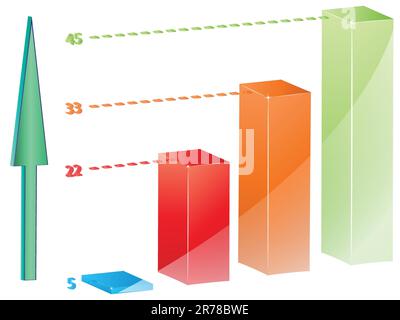 chart 3d against white background, abstract vector art illustration Stock Vector