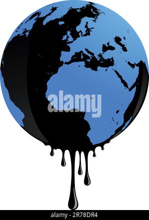 Earth globe represents oil pollution problems Stock Vector