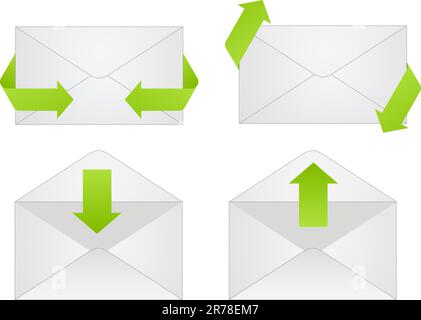 Gray envelope icons isolated on a white background. Stock Vector