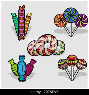 Candy's Cartoon With Colorful. Simple Effect. Vector and Illustration. Stock Vector
