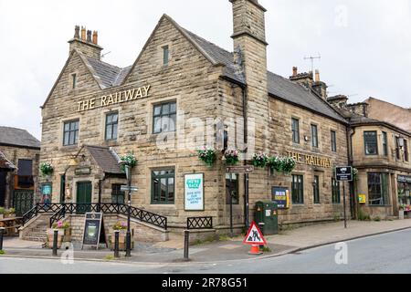 Ramsbottom village in Manchester, The Railway  public house bar pub, Lancashire,England,UK Stock Photo