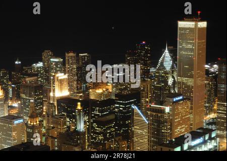 CHICAGO, IL - APRIL 12: View on Chicago from Willis Tower on April 12, 2011 in Chicago, Illinois. Willis Tower know as the famous landmark is 1451 fee Stock Photo