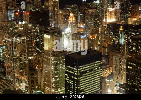 CHICAGO, IL - APRIL 12: View on Chicago from Willis Tower on April 12, 2011 in Chicago, Illinois. Willis Tower know as the famous landmark is 1451 fee Stock Photo